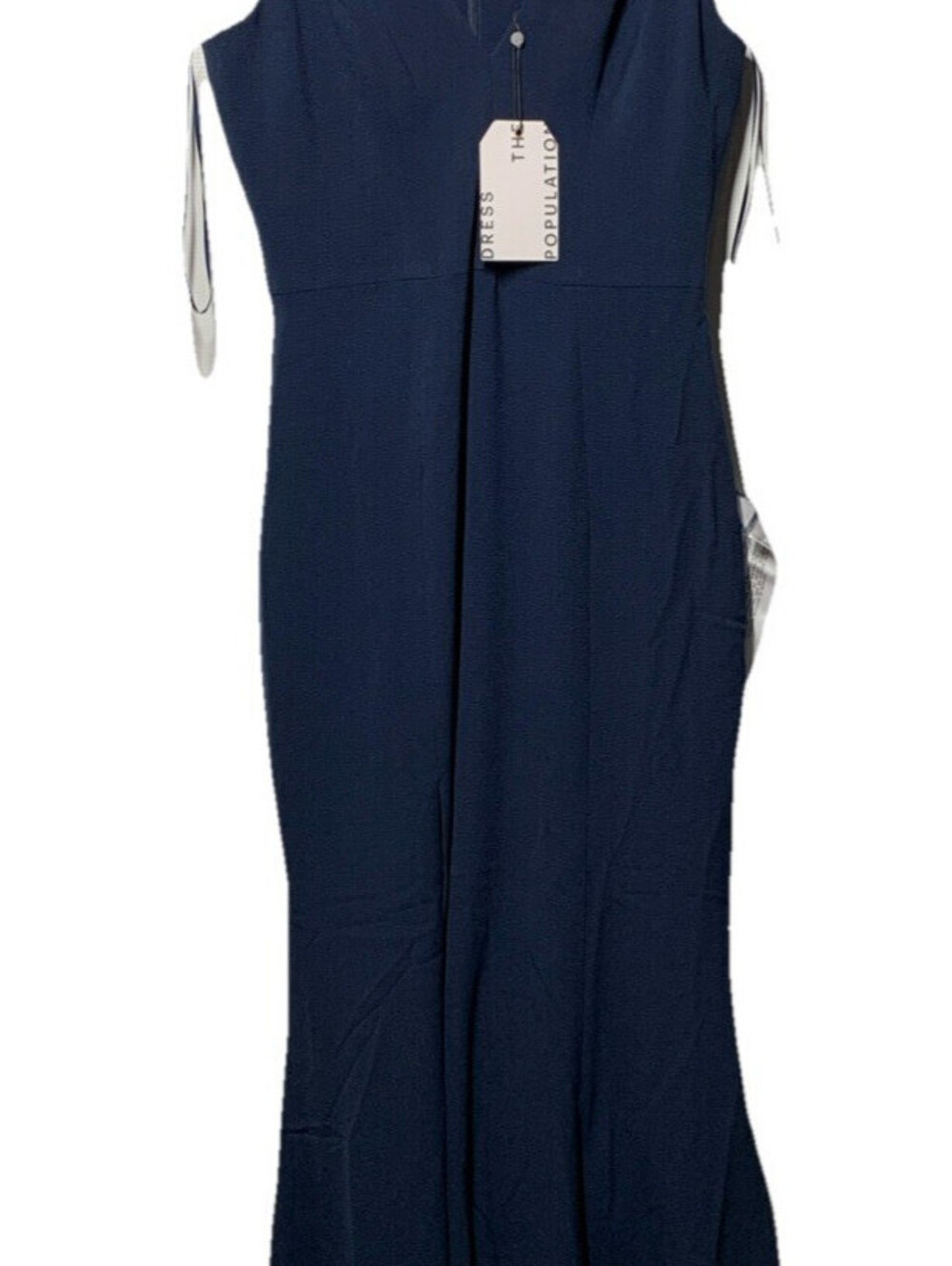 Dress The Population Iris Spaghetti Strap Plunging Long Dress Size M Dark Blue